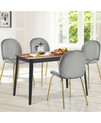 4PCS Velvet Dining Chair Accent Leisure Chair Armless Side Chair Green