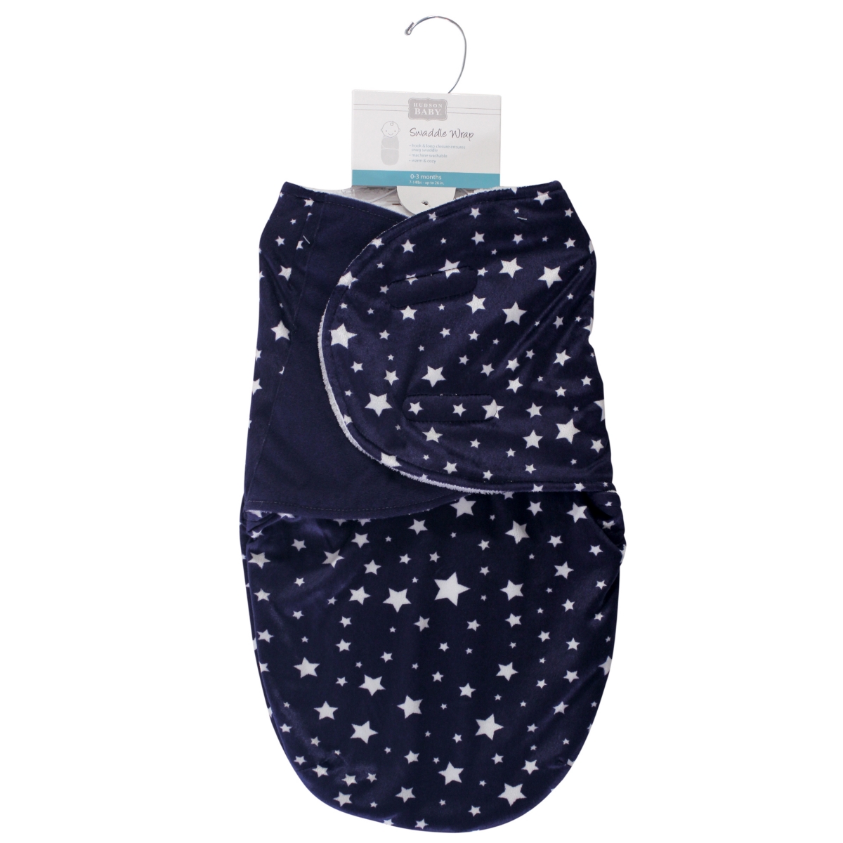 Hudson Baby Baby Boys Hudson Plush Swaddle Wrap, Months - Navy star