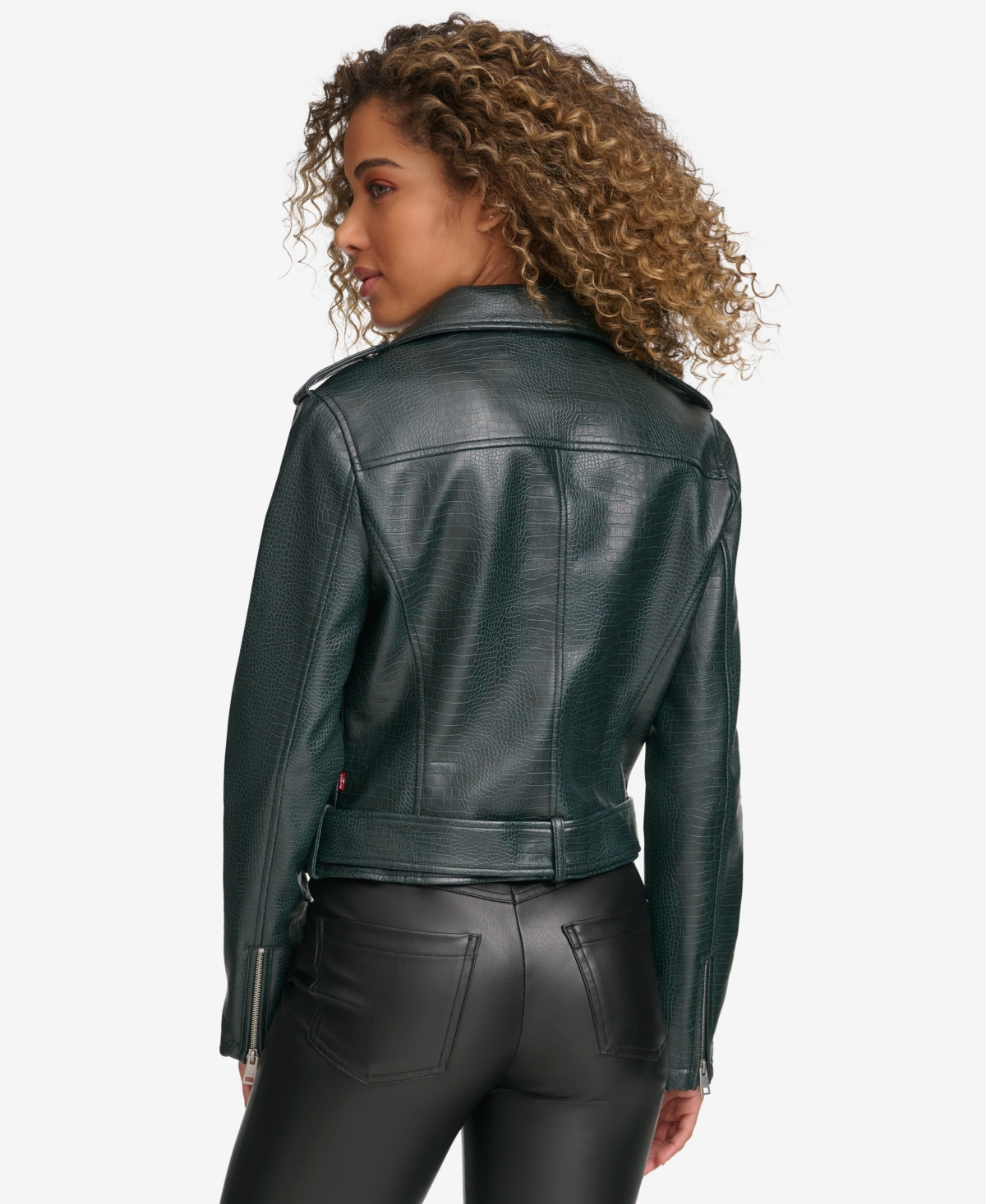 Levi's Women's Faux-Leather Belted Hem Moto Jacket
