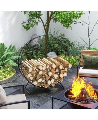 40&amp;#x22; Waterproof Firewood Rack with Cover, Outdoor Indoor Log Rack
