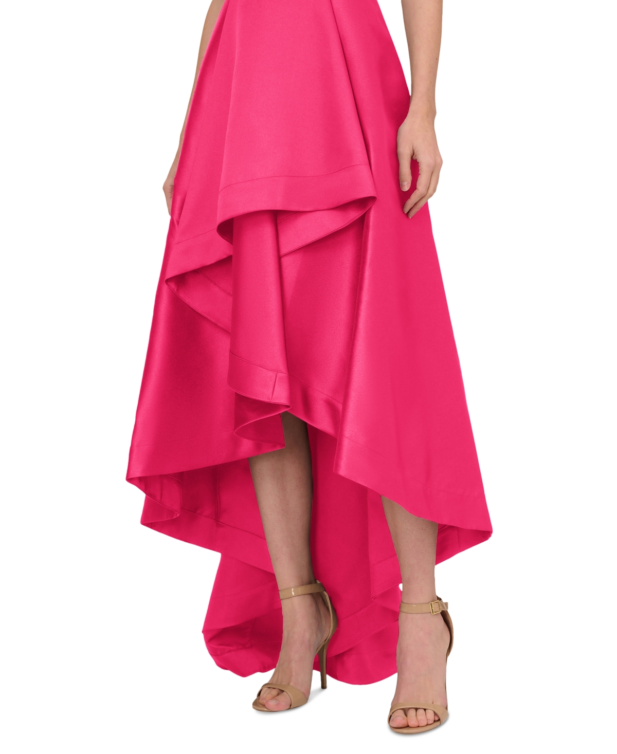 ADRIANNA PAPELL HIGH-LOW MIKADO GOWN 