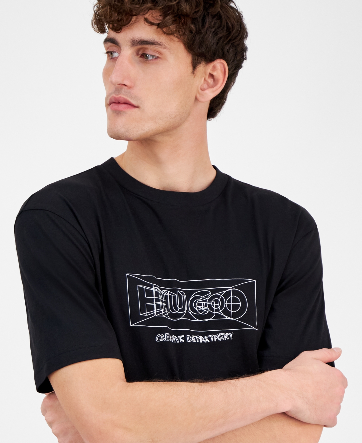 Hugo Boss Regular-fit T-shirt In Cotton With Graphic Logos In Black
