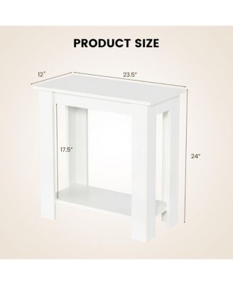 2 PCS 2-Tier End Table Modern Sofa Bedside Compact Nightstand with Storage Shelf