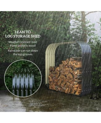 4.7&#39; x 1.4&#39; x 4.7&#39; Firewood Shed, Galvanized Steel w/ Rubber Edge