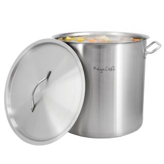 Megachef Professional Kitchen 26.4 Quart Large Round Stainless Steel Stock Pot with Lid - Macy's