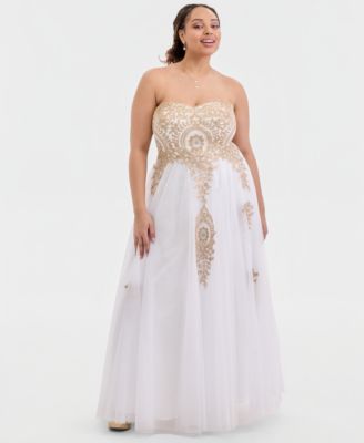 Say Yes Trendy Plus Size Strapless Embellished Gown, Created for Macy's
