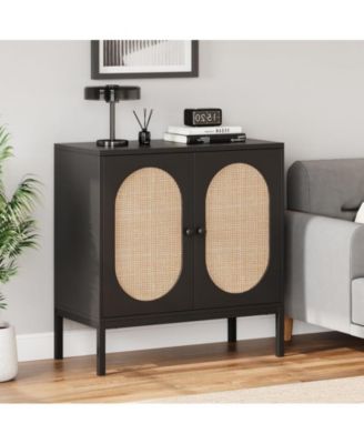 Buffet Cabinet, Rattan Storage Cabinet with Doors and Shelves, Accent Cabinet Sideboard, Wood Console Cabinet with Storage Entryway Cabinet for Living Room, Dining Room, Hallway