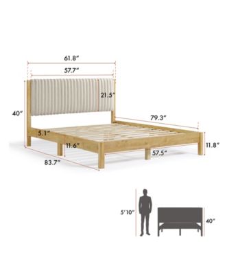 Alder Queen Platform Bed with Corduroy Fabric Upholstery