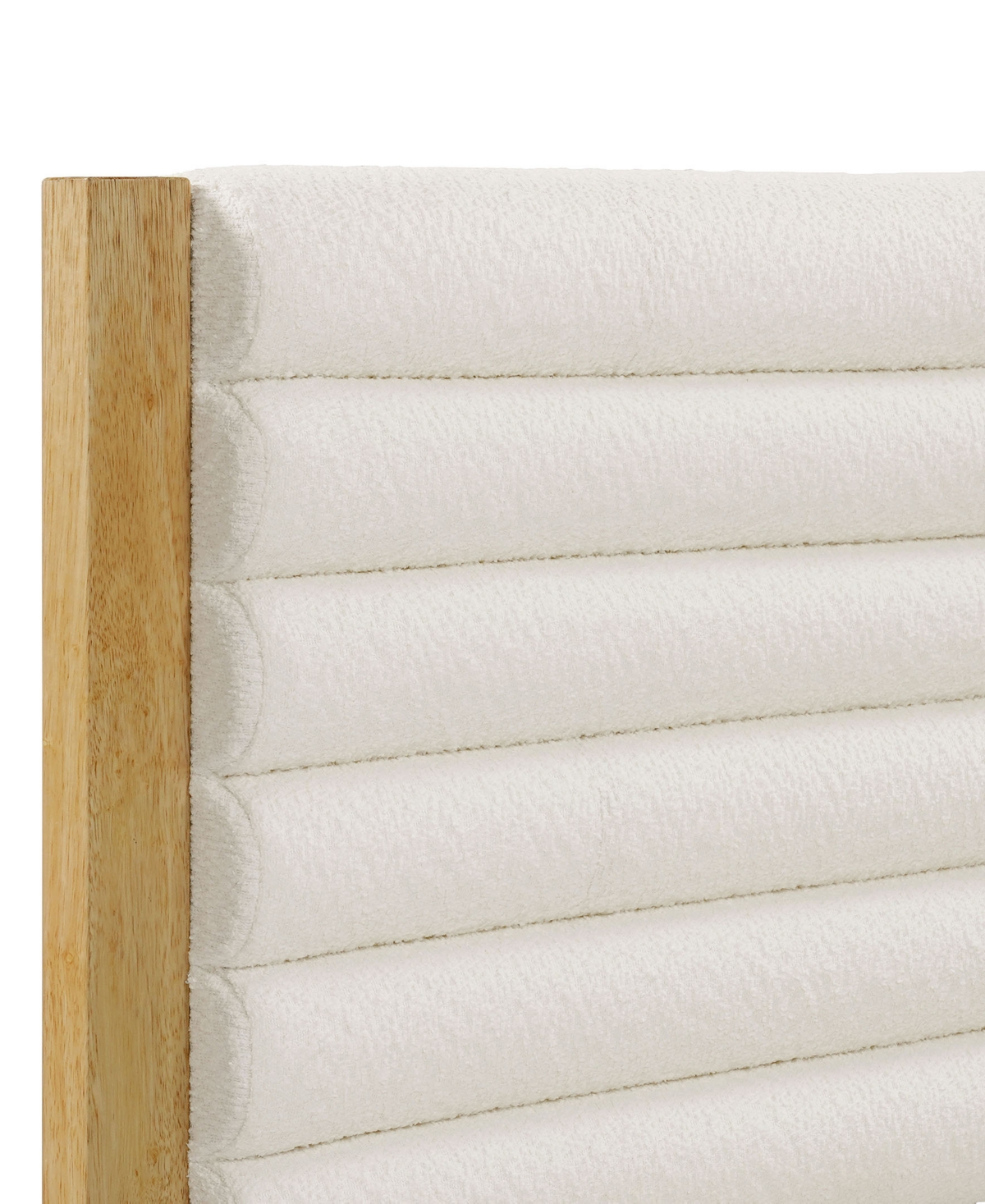 Furniture Of America Alder Queen Platform Bed With Corduroy Fabric Upholstery In White And Natural