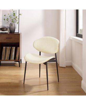 Set of 2 Faux Leather Upholstered Armless Dining Chairs W/Curved Backrests Accent Chair Bedroom Kitchen Dining Room,Off-White\Green\Brown\Black