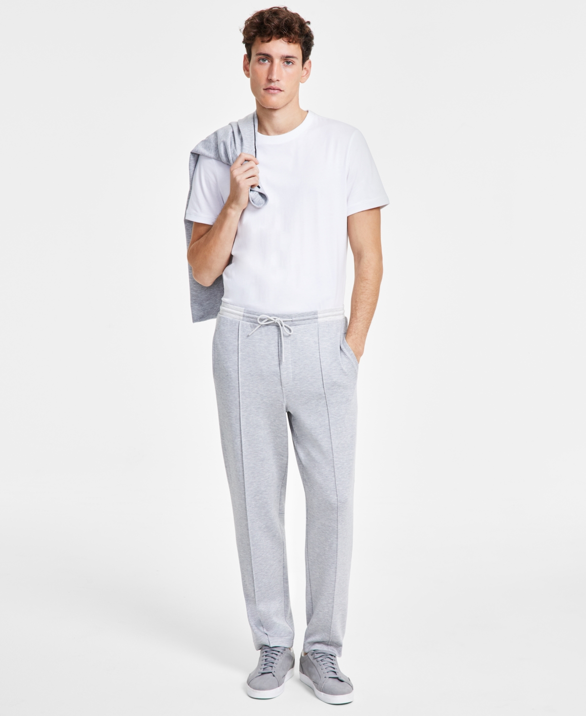 Men's Alfatech Drawstring Pants, Exclusively at Macy's - Casual Grey Heather
