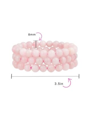 Stackable Set Of 3 Natural Stone Round Bead 8MM Multi Strand Stretch Bracelet