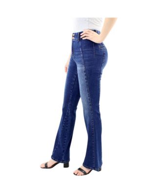 Women's Tummy Control Seamed Detail Flare Wide Leg Jean