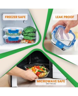 24-Piece Glass Food Storage Container Set with BPA-Free Airtight Locking Lids, Assorted Sizes - NCGLBU