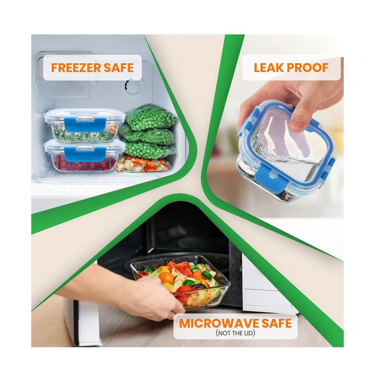 NutriChef 24-Piece Glass Food Storage Container Set with Bpa-Free Airtight Locking Lids, Assorted Ncglbu
