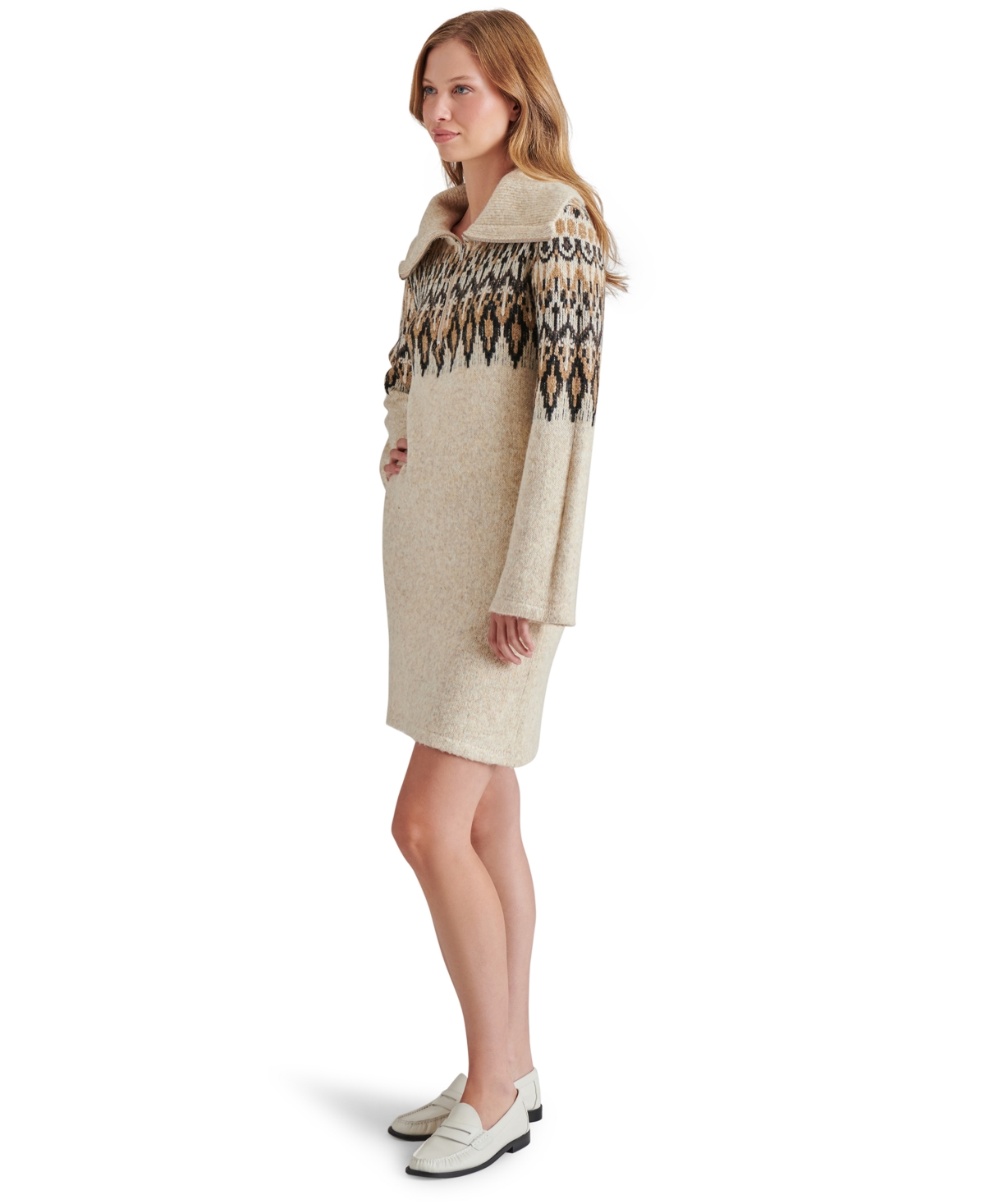 Steve Madden Women's Essa Half-zip Sweater Dress In Black Multi