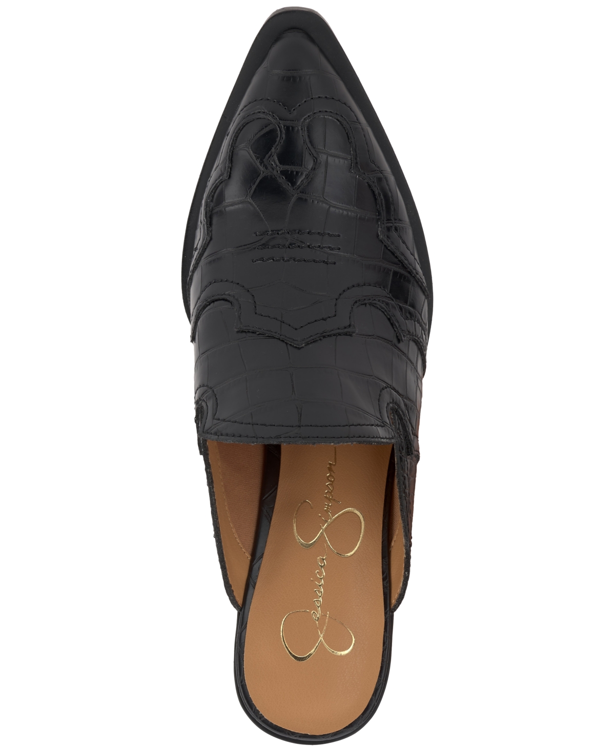 Jessica Simpson Zurina Pointed Toe Mule In Black Croco