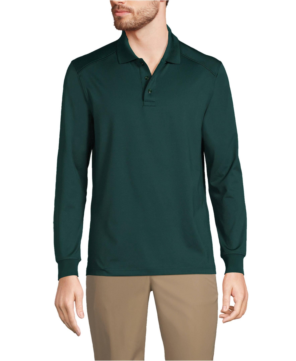 Lands' End Men's Long Sleeve Rapid Dry Polo Shirt