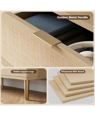 6 Drawer  metal Rattan Dresser for Bedroom, Large Double Dresser with Deep Drawers, Chest of Drawers