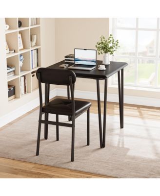 Dining Table for 2, Small Square kitchen Dinner Table Set for 2,Space Saving Wood Modern Dinette With Upholstered,3 Piece