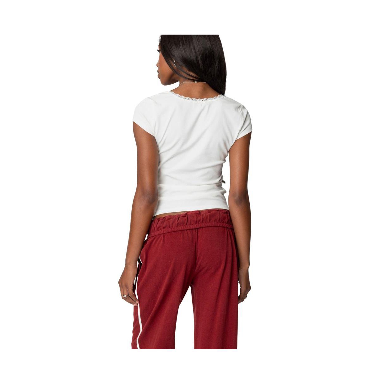 Edikted Women's Priscilla Lace Trim T Shirt