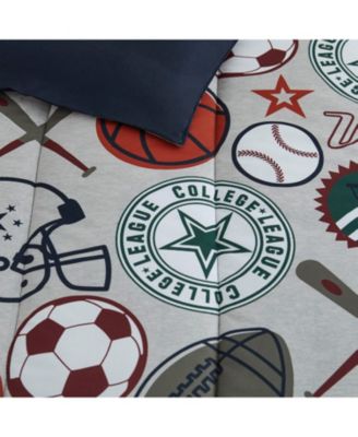 League Sports Gray 3-Piece Microfiber Comforter Set - Twin