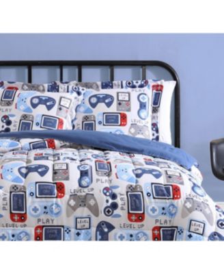 Gamer Blue Grey 3-Piece Ultra Soft Microfiber Comforter Set - Full