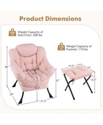 Lazy Sofa Chair Accent Leisure Armchair with Folding Footrest & Storage Pocket