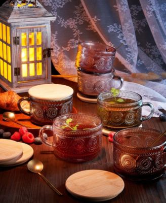 Colored Vintage Coffee Mugs, Set of 6