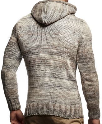 Men's Knit Hoodie Sweater with Button Accents – Cable Knit Design