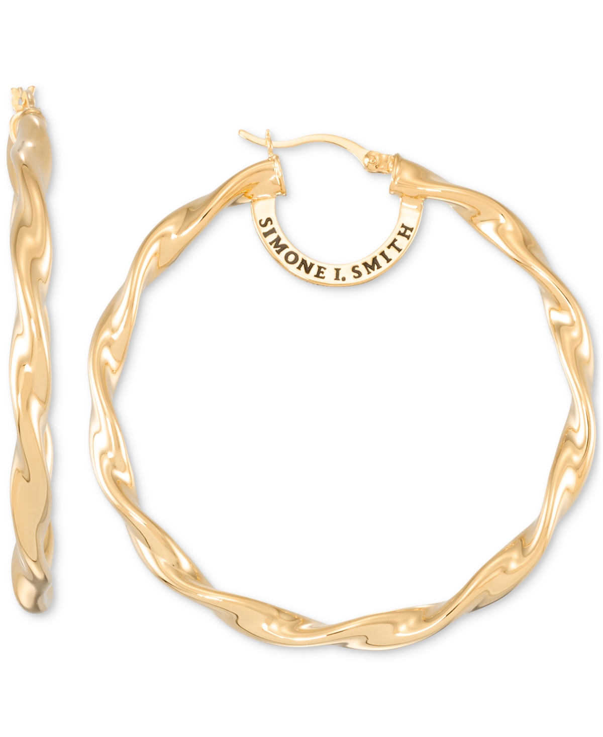 Twisted Hoop Earrings in 18k Yellow Gold Over Sterling Silver (45mm) - Gold Over Silver
