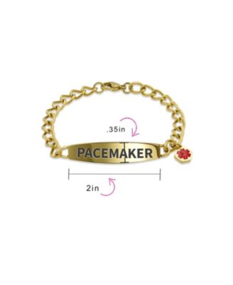 Pacemaker Medical Identification ID Bracelet Miami Cuban Link Chain Gold 2 Tone Stainless