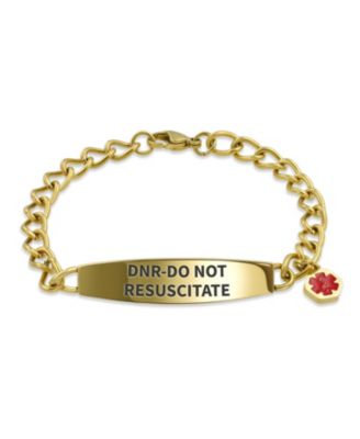DNR-Do Not Resuscitate Identification Medical ID Miami Cuban Link Chain Bracelet Gold 2 Tone Steel