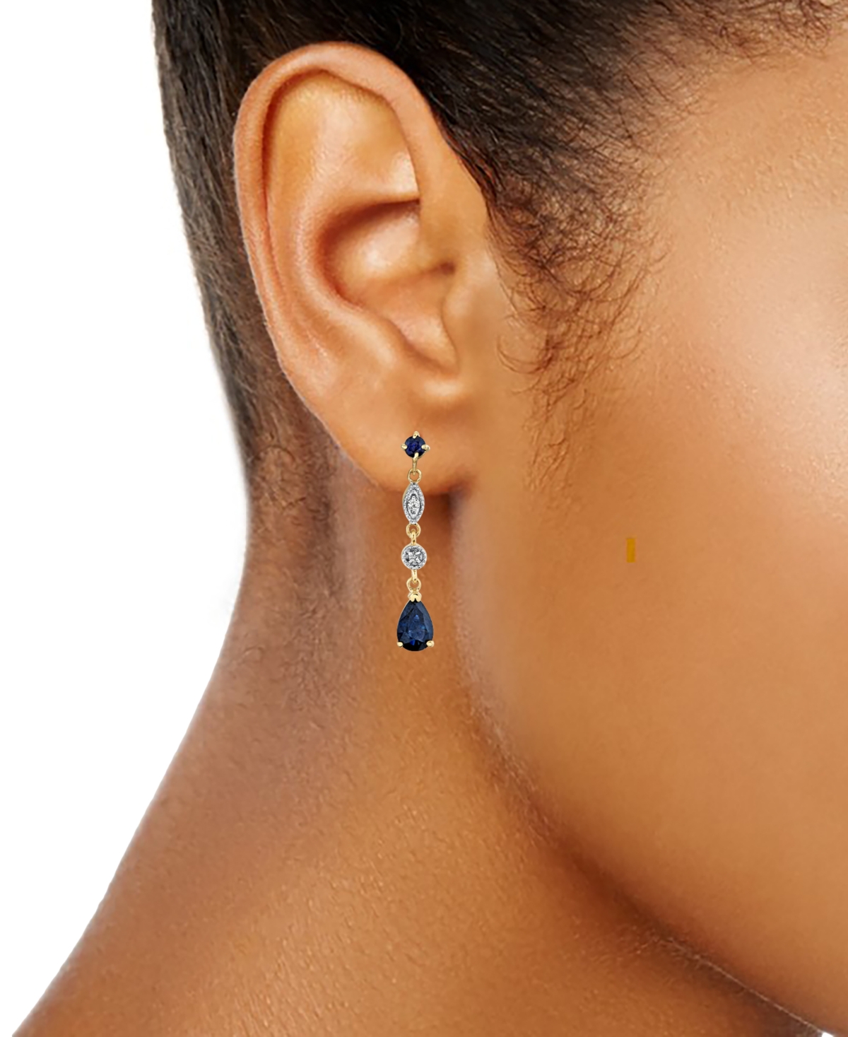 Macy's Sapphire (1 Ct. T.w.) & Diamond (1/5 Ct. T.w.) Drop Earrings In 14k Gold In Sapphire