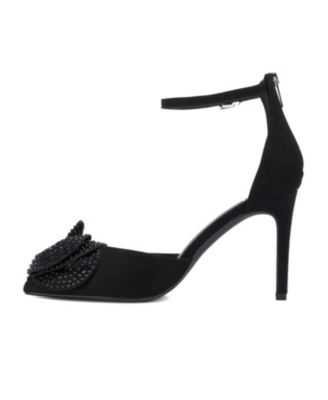 Women's Mandell- Ankle Strap- Flower Decor- Pointy Heels Pump