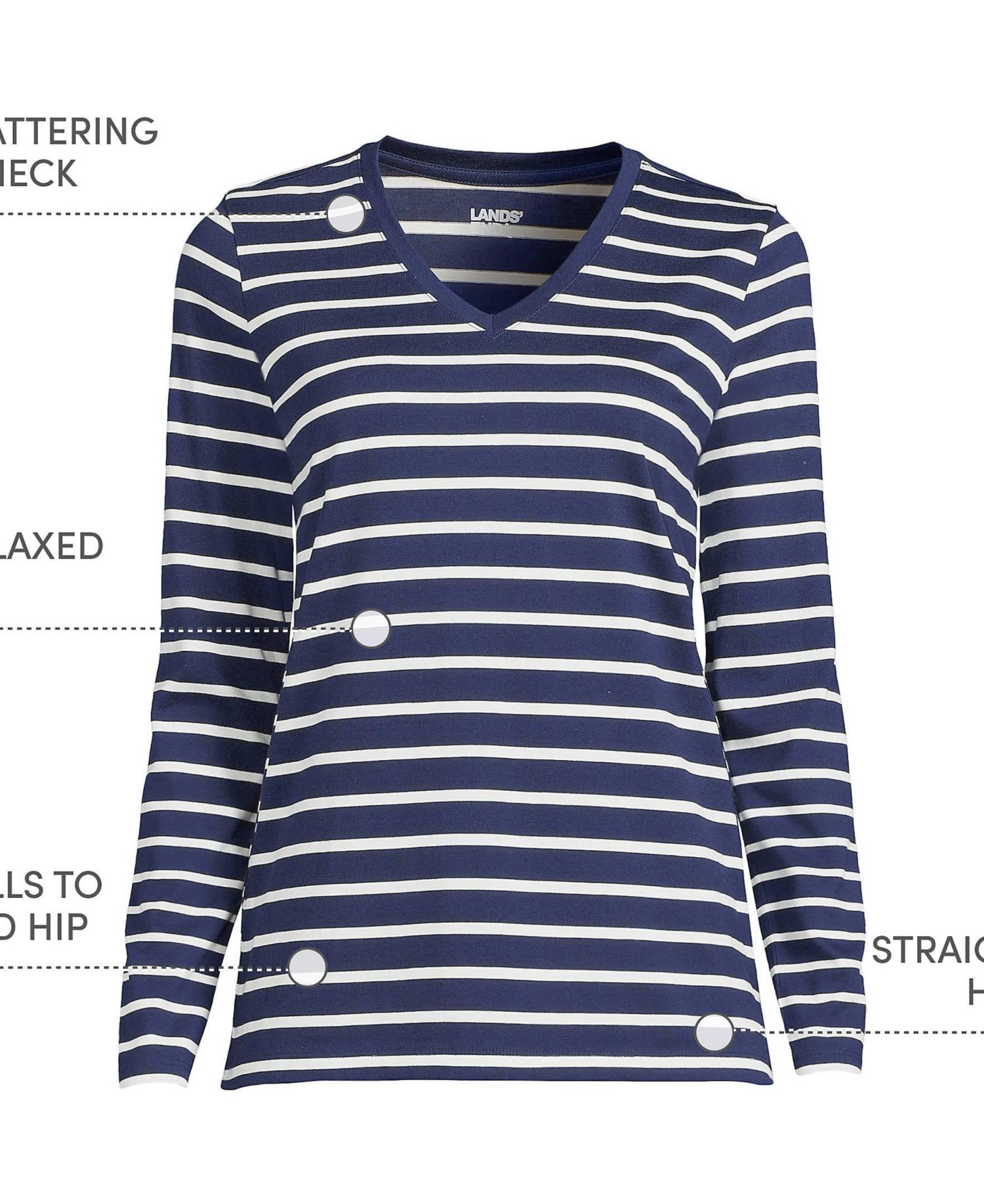 Women's Relaxed Supima Cotton Long Sleeve V-Neck T-Shirt