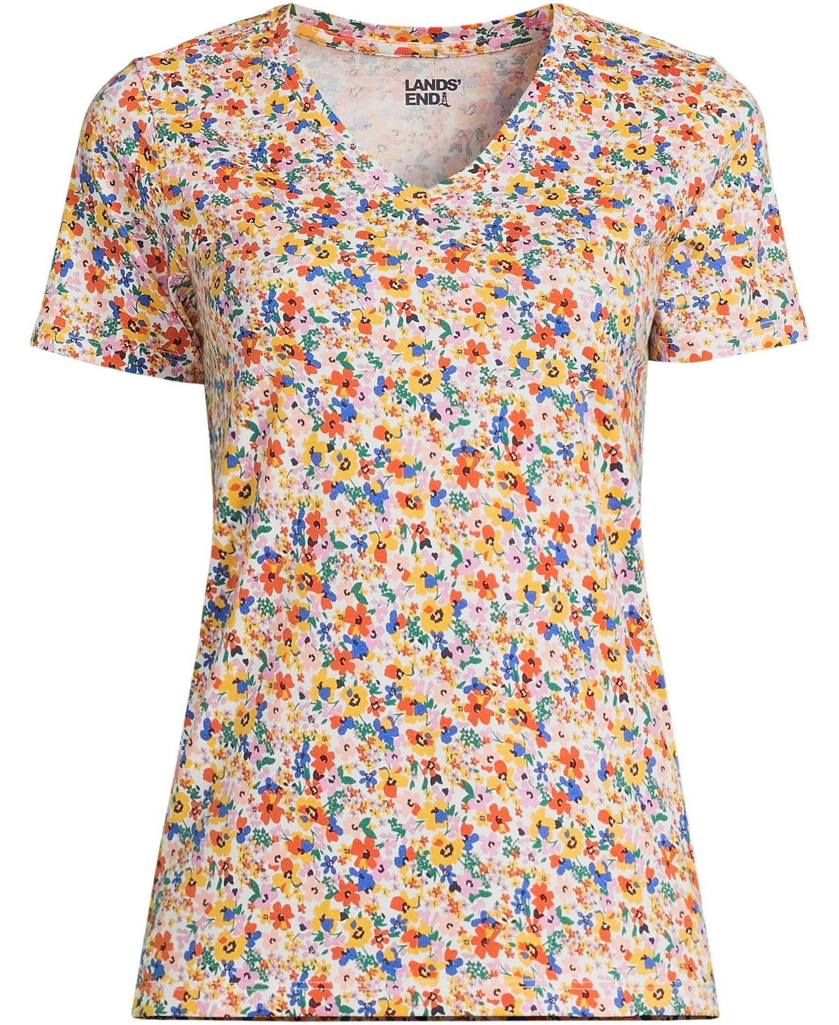 Lands' End Women's Relaxed Supima Cotton V-Neck T-Shirt