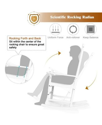 Indoor Outdoor Wooden High Back Rocking Chair-White