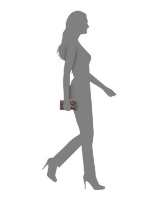 Zebra Print Crystal Curved Minaudiere Clutch