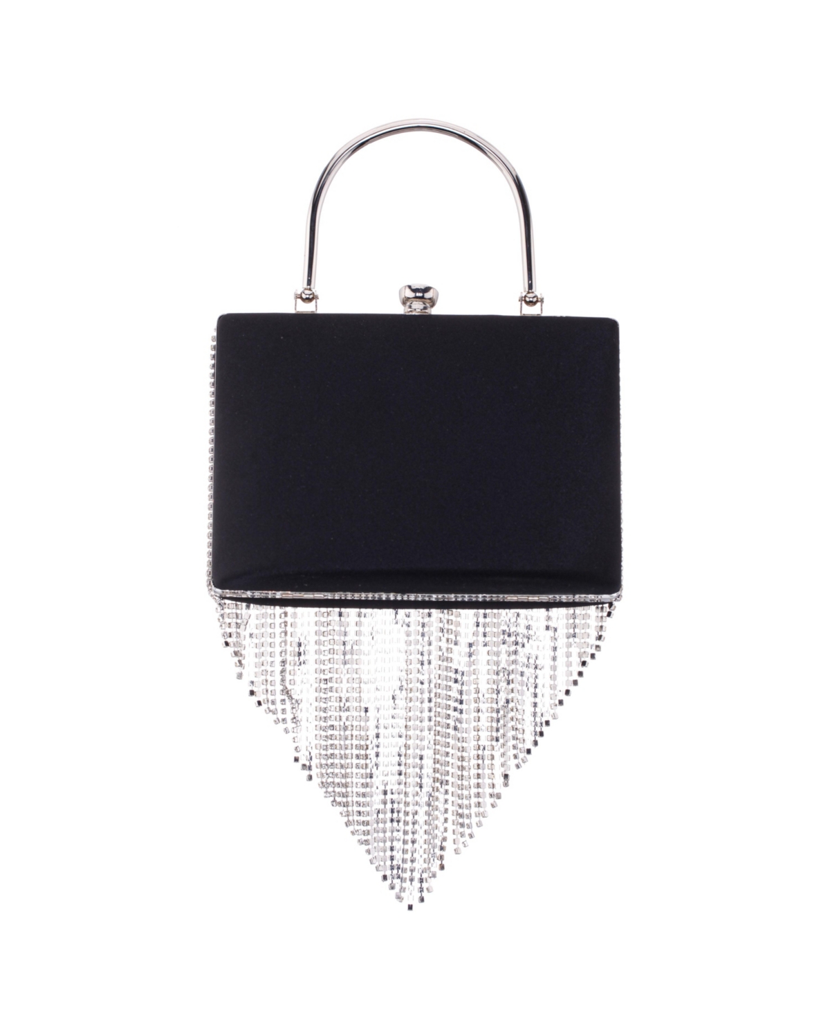 Crystal Chain Cascade Fringe Satchel Bag In Black