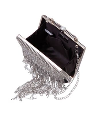 Crystal Chain Cascade Fringe Satchel Bag