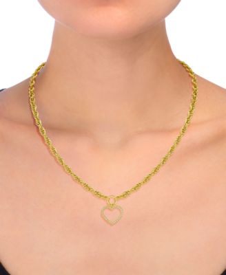 Diamond Open Heart Necklace (1/4 ct. t.w.) in 14k Gold-Plated Sterling Silver