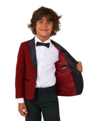 Little Boys Hot Burgundy Suit, Pant and Tie, 3-Piece Set