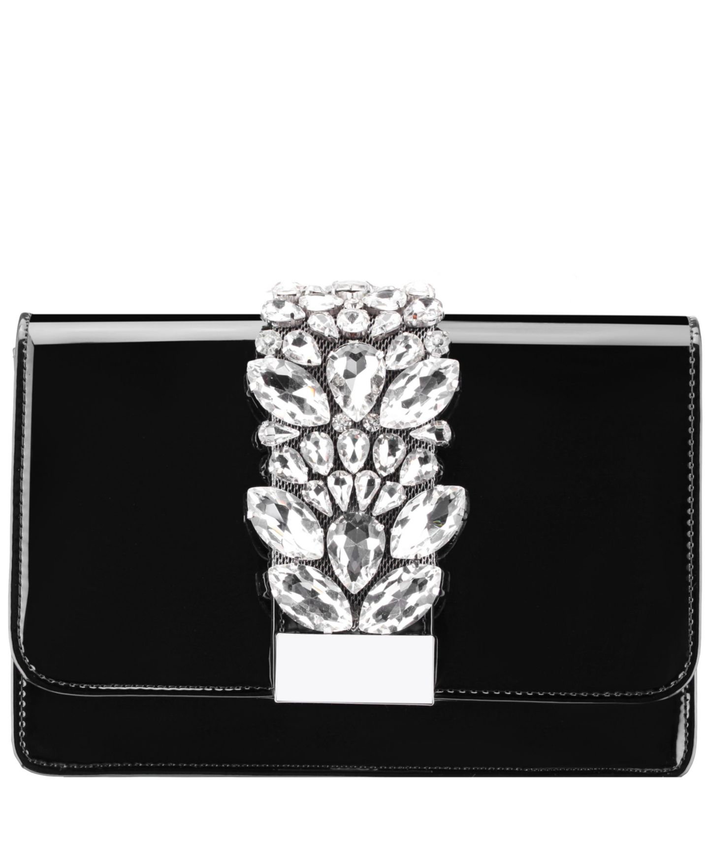 Женский клатч Nina Crystal Embellished Patent Flap Clutch, цвет: Чёрный — фото 1