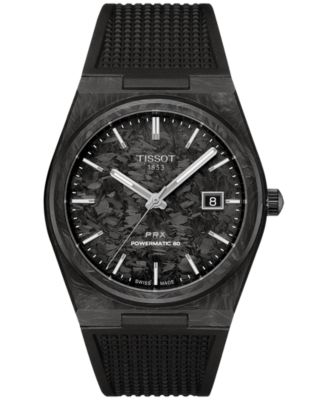 Tissot - Men's Swiss Automatic PRX Powermatic 80 Black Rubber Strap Watch 40mm