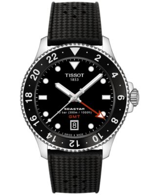Tissot - Men's Swiss Seastar 1000 GMT Black Rubber Strap Watch 40mm