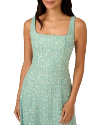 green emerald velvet dress Boucle Square Neck Mini Dress With Ric Rac Trim – English Factory