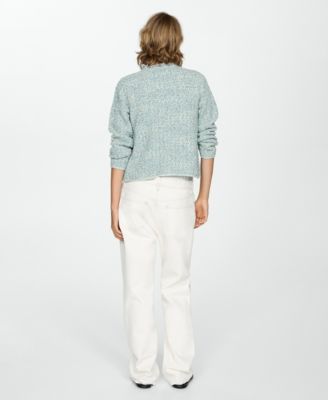 MANGO Women's Frayed Ends Detail Tweed Jacket - Macy's