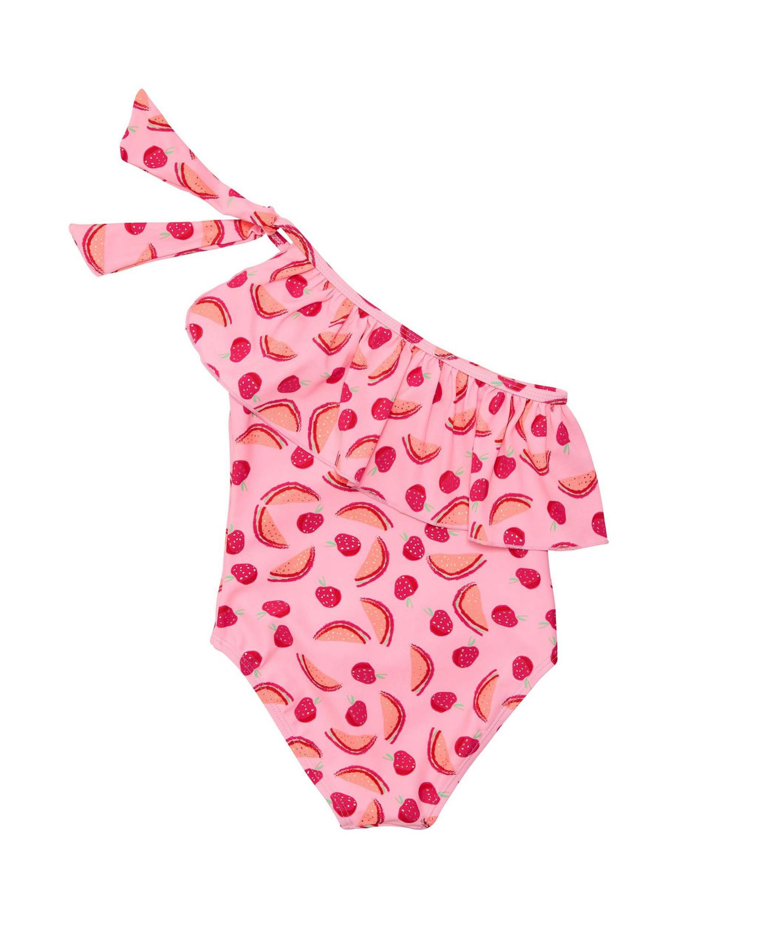 Little Girls Berry Sweet One Shoulder Swimsuit