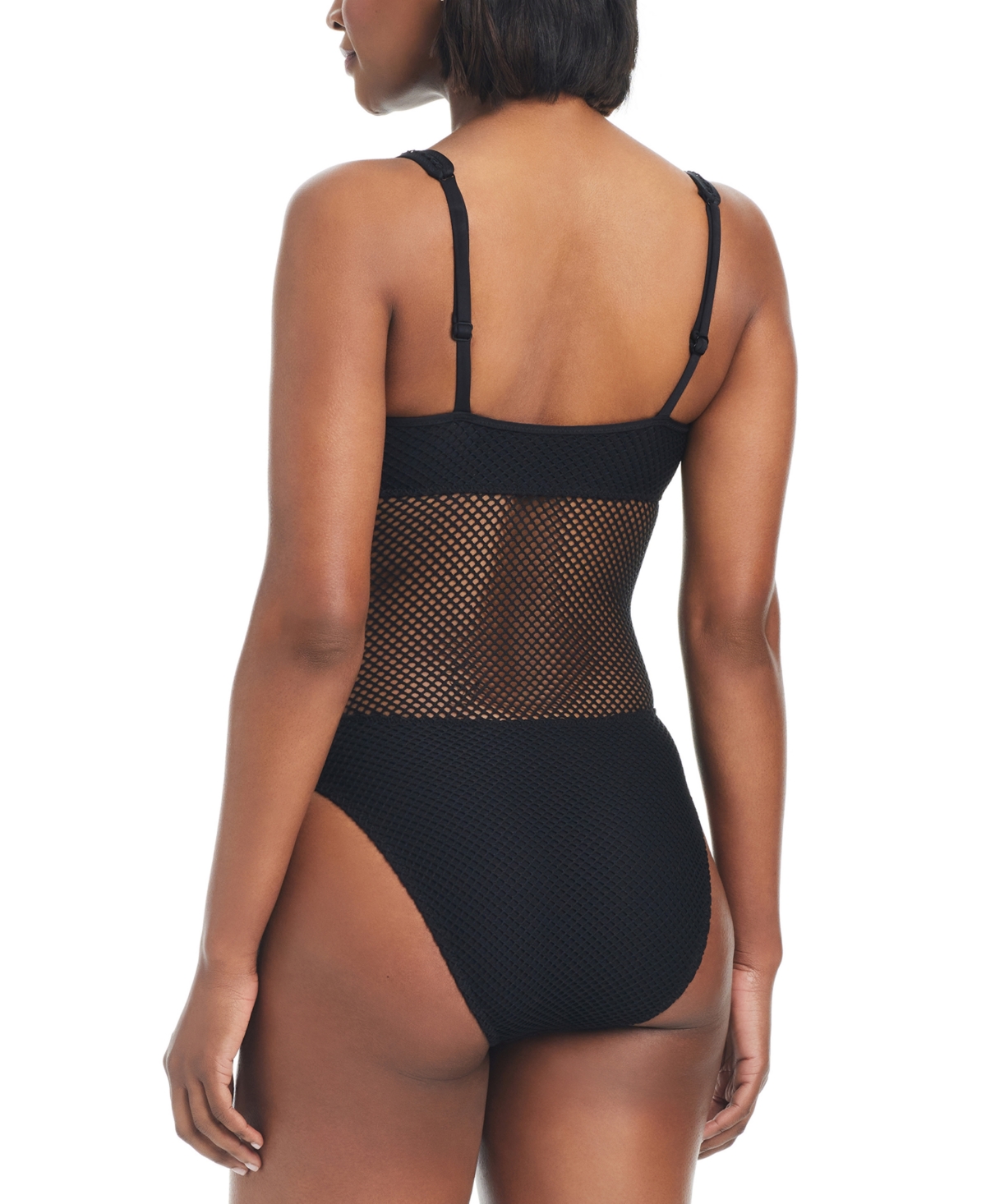 Sanctuary Women's Sea Crochet V-neck High-leg Tank One-piece Swimsuit In Black
